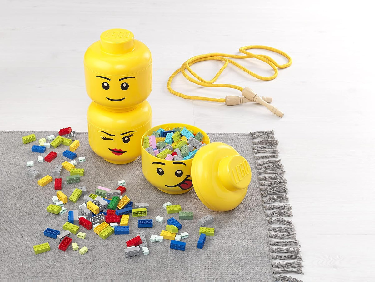 LEGO Storage Heads Stackable Storage Container - Buildable Organizational Bins for Kid’s Toys and Accessories - 9.45 x 9.45 x 10.67in - Large, Pumpkin, Holds 500 Bricks