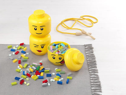 LEGO Storage Heads Stackable Storage Container - Buildable Organizational Bins for Kid’s Toys and Accessories - 9.45 x 9.45 x 10.67in - Large, Pumpkin, Holds 500 Bricks