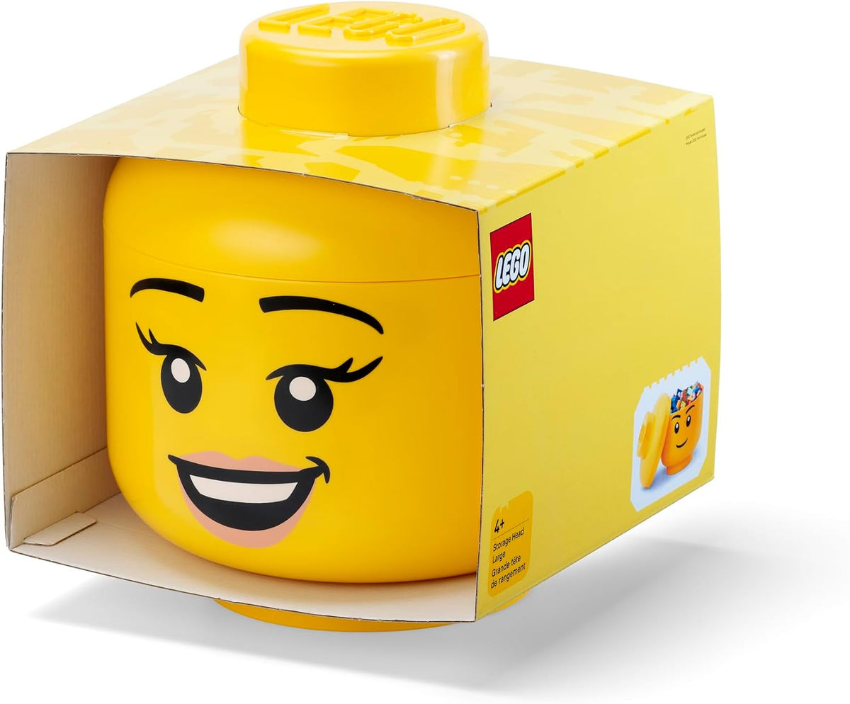 LEGO Storage Heads Stackable Storage Container - Buildable Organizational Bins for Kid’s Toys and Accessories - 9.45 x 9.45 x 10.67in - Large, Pumpkin, Holds 500 Bricks