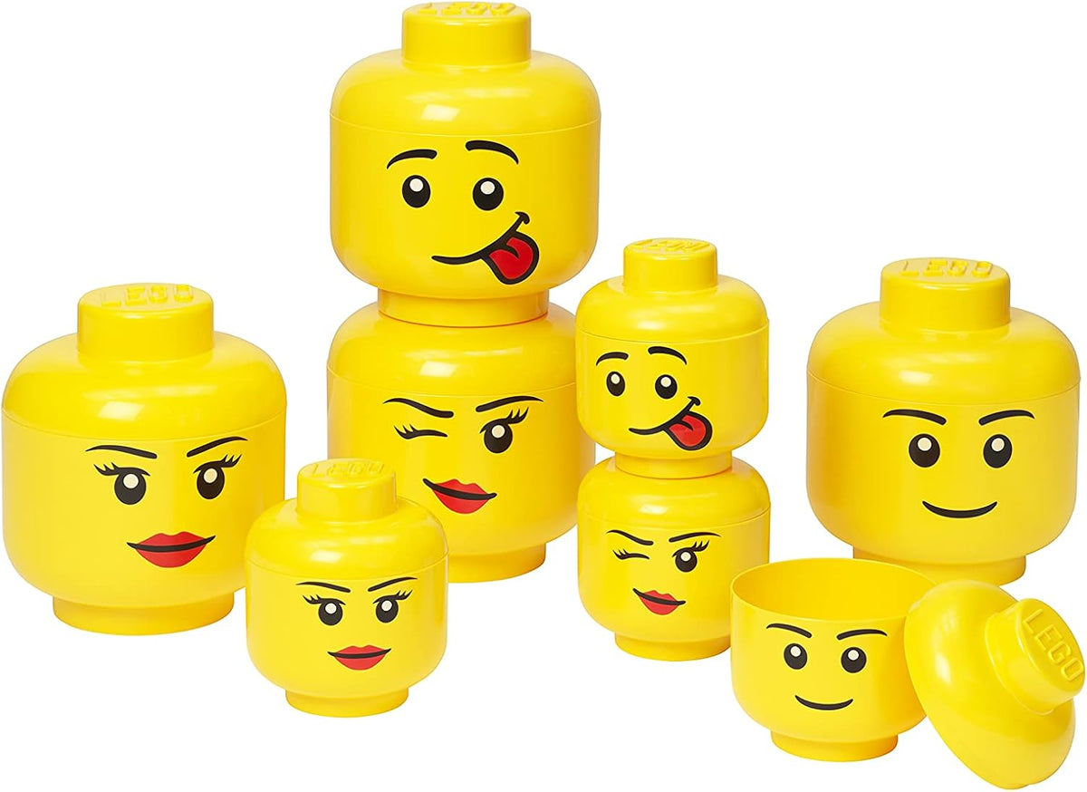 LEGO Storage Heads Stackable Storage Container - Buildable Organizational Bins for Kid’s Toys and Accessories - 9.45 x 9.45 x 10.67in - Large, Pumpkin, Holds 500 Bricks
