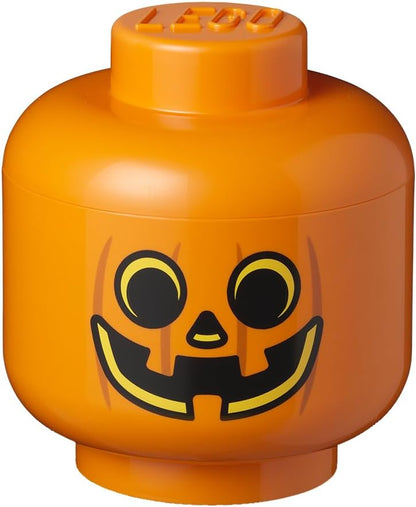 LEGO Storage Heads Stackable Storage Container - Buildable Organizational Bins for Kid’s Toys and Accessories - 9.45 x 9.45 x 10.67in - Large, Pumpkin, Holds 500 Bricks