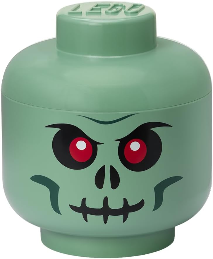 LEGO Storage Heads Stackable Storage Container - Buildable Organizational Bins for Kid’s Toys and Accessories - 9.45 x 9.45 x 10.67in - Large, Pumpkin, Holds 500 Bricks