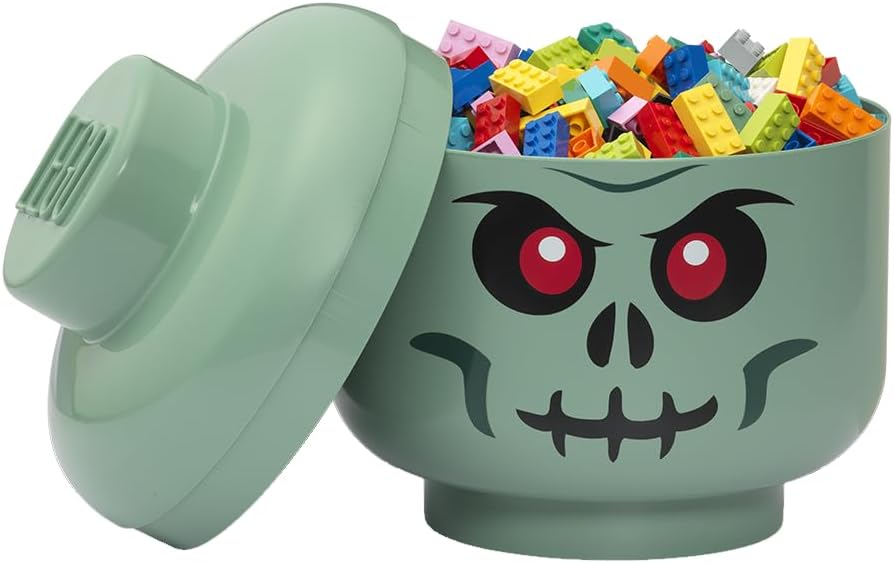 LEGO Storage Heads Stackable Storage Container - Buildable Organizational Bins for Kid’s Toys and Accessories - 9.45 x 9.45 x 10.67in - Large, Pumpkin, Holds 500 Bricks