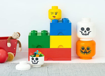 LEGO Storage Heads Stackable Storage Container - Buildable Organizational Bins for Kid’s Toys and Accessories - 9.45 x 9.45 x 10.67in - Large, Pumpkin, Holds 500 Bricks