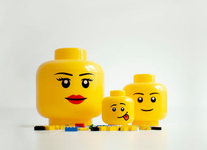 LEGO Storage Heads Stackable Storage Container - Buildable Organizational Bins for Kid’s Toys and Accessories - 9.45 x 9.45 x 10.67in - Large, Pumpkin, Holds 500 Bricks