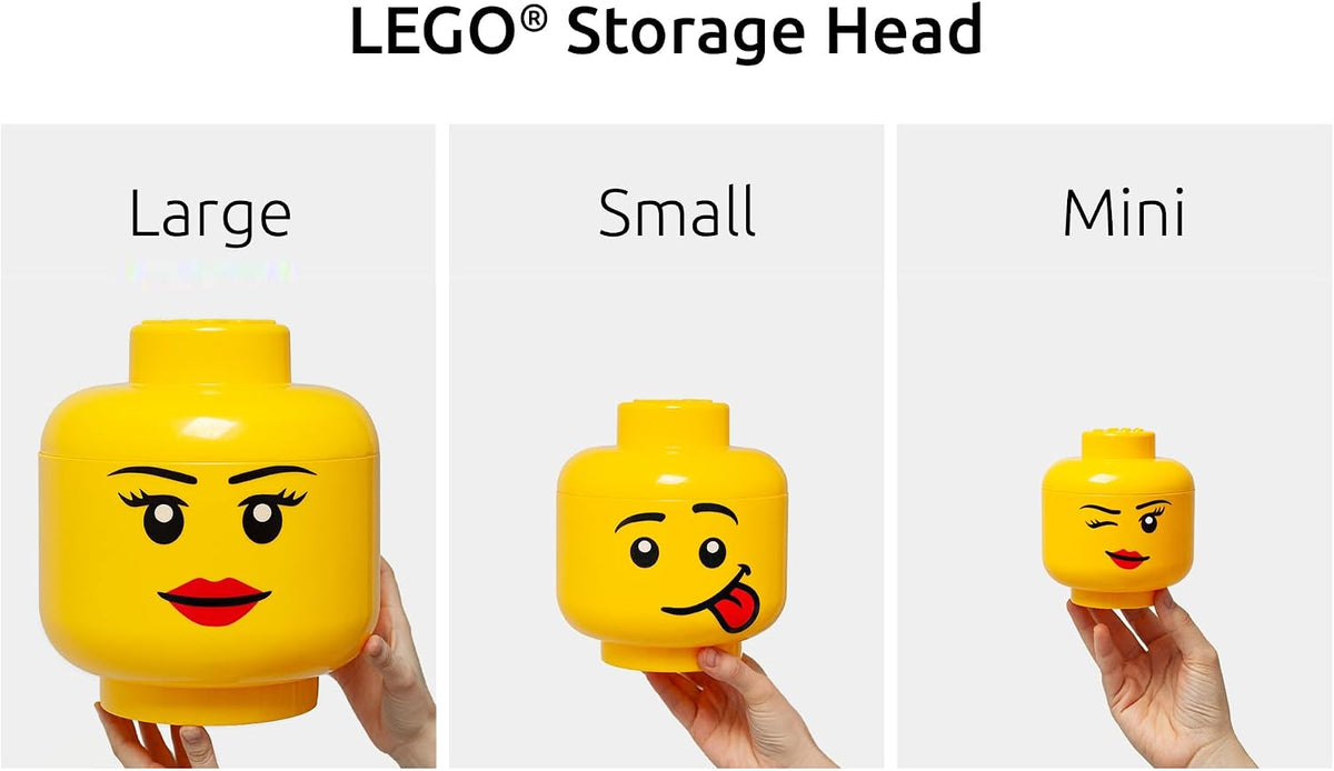LEGO Storage Heads Stackable Storage Container - Buildable Organizational Bins for Kid’s Toys and Accessories - 9.45 x 9.45 x 10.67in - Large, Pumpkin, Holds 500 Bricks