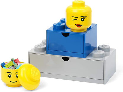 LEGO Storage Heads Stackable Storage Container - Buildable Organizational Bins for Kid’s Toys and Accessories - 9.45 x 9.45 x 10.67in - Large, Pumpkin, Holds 500 Bricks