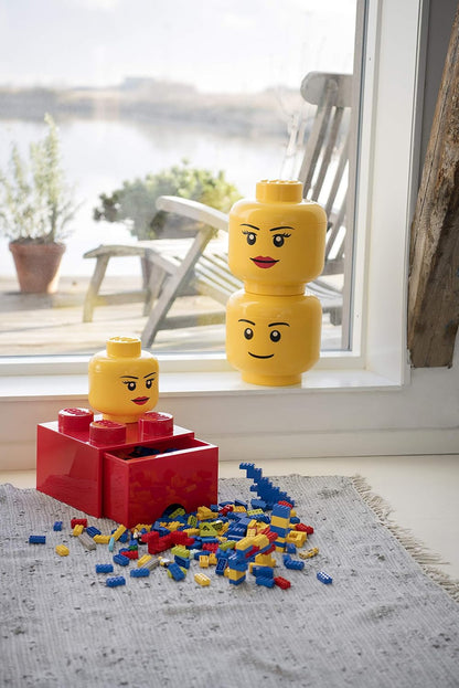 LEGO Storage Heads Stackable Storage Container - Buildable Organizational Bins for Kid’s Toys and Accessories - 9.45 x 9.45 x 10.67in - Large, Pumpkin, Holds 500 Bricks