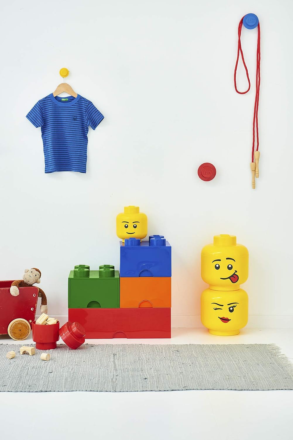 LEGO Storage Heads Stackable Storage Container - Buildable Organizational Bins for Kid’s Toys and Accessories - 9.45 x 9.45 x 10.67in - Large, Pumpkin, Holds 500 Bricks