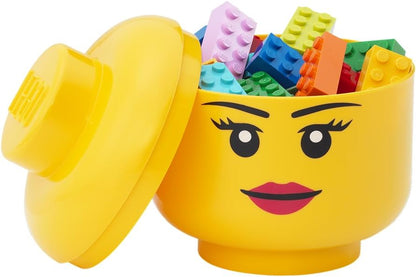 LEGO Storage Heads Stackable Storage Container - Buildable Organizational Bins for Kid’s Toys and Accessories - 9.45 x 9.45 x 10.67in - Large, Pumpkin, Holds 500 Bricks