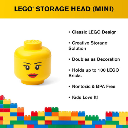 LEGO Storage Heads Stackable Storage Container - Buildable Organizational Bins for Kid’s Toys and Accessories - 9.45 x 9.45 x 10.67in - Large, Pumpkin, Holds 500 Bricks