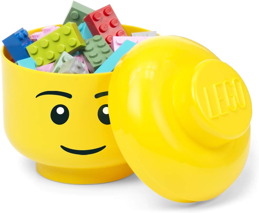 LEGO Storage Heads Stackable Storage Container - Buildable Organizational Bins for Kid’s Toys and Accessories - 9.45 x 9.45 x 10.67in - Large, Pumpkin, Holds 500 Bricks