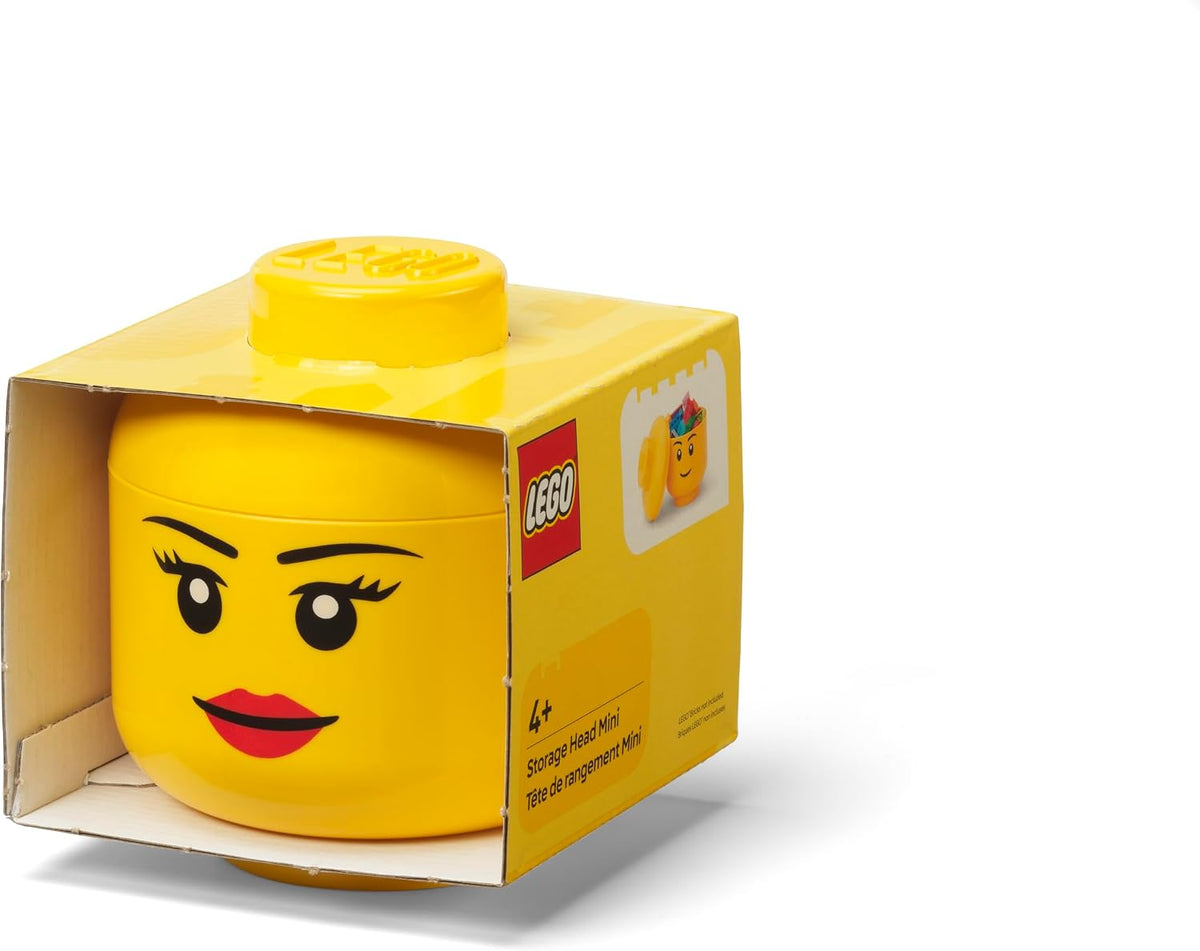 LEGO Storage Heads Stackable Storage Container - Buildable Organizational Bins for Kid’s Toys and Accessories - 9.45 x 9.45 x 10.67in - Large, Pumpkin, Holds 500 Bricks