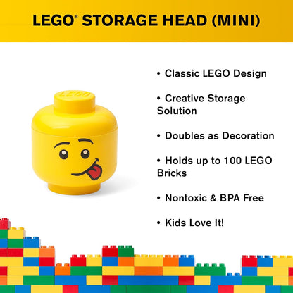 LEGO Storage Heads Stackable Storage Container - Buildable Organizational Bins for Kid’s Toys and Accessories - 9.45 x 9.45 x 10.67in - Large, Pumpkin, Holds 500 Bricks