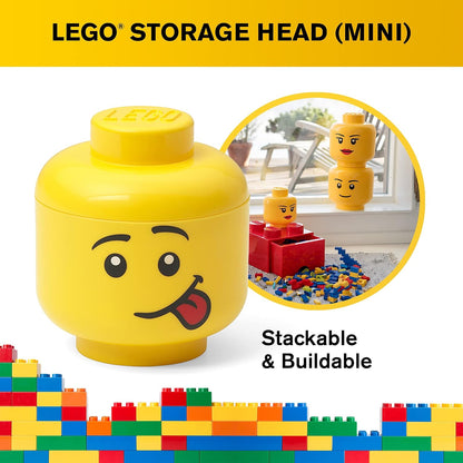 LEGO Storage Heads Stackable Storage Container - Buildable Organizational Bins for Kid’s Toys and Accessories - 9.45 x 9.45 x 10.67in - Large, Pumpkin, Holds 500 Bricks