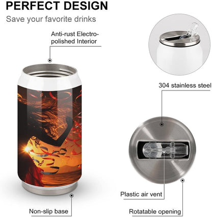 Dance Music Tumblers Stainless Steel Insulated Tumbler Cola Can Vintage Travel Coffee Tumbler Aesthetic Retro Coffee Mug Travel Cup Keeps Drinks Cold & Hot for Outdoor 300ml