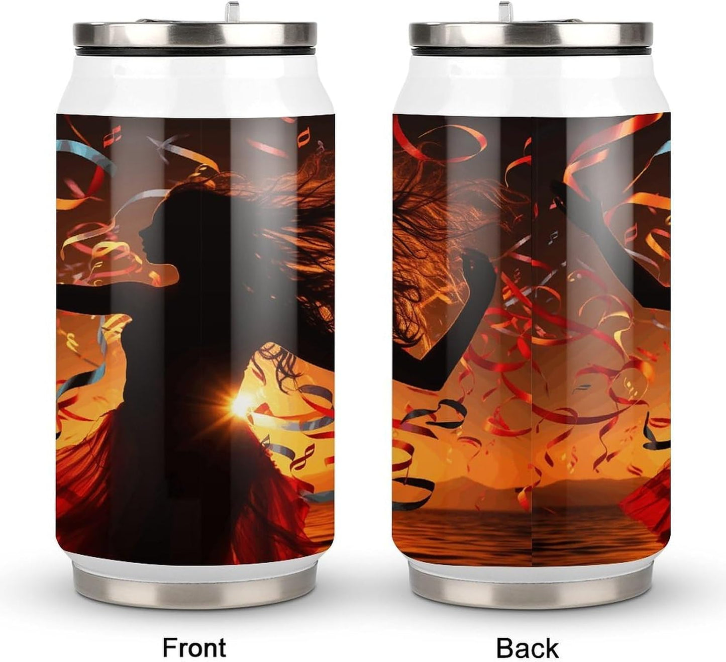 Dance Music Tumblers Stainless Steel Insulated Tumbler Cola Can Vintage Travel Coffee Tumbler Aesthetic Retro Coffee Mug Travel Cup Keeps Drinks Cold & Hot for Outdoor 300ml