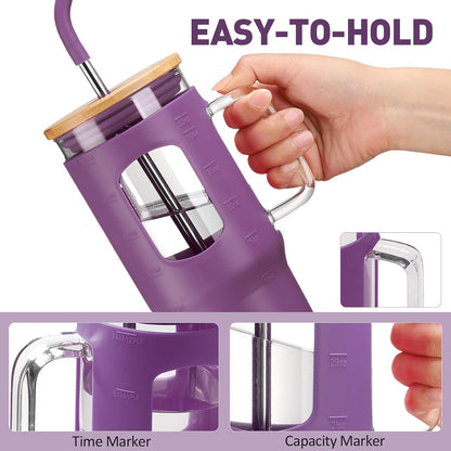 Glass Tumbler with Lid, 32 oz Glass Cup with Handle, Glass Water Bottles with Time Marker, 2 Straws - Pearl Straw & Silicone Protective Sleeve - Olive
