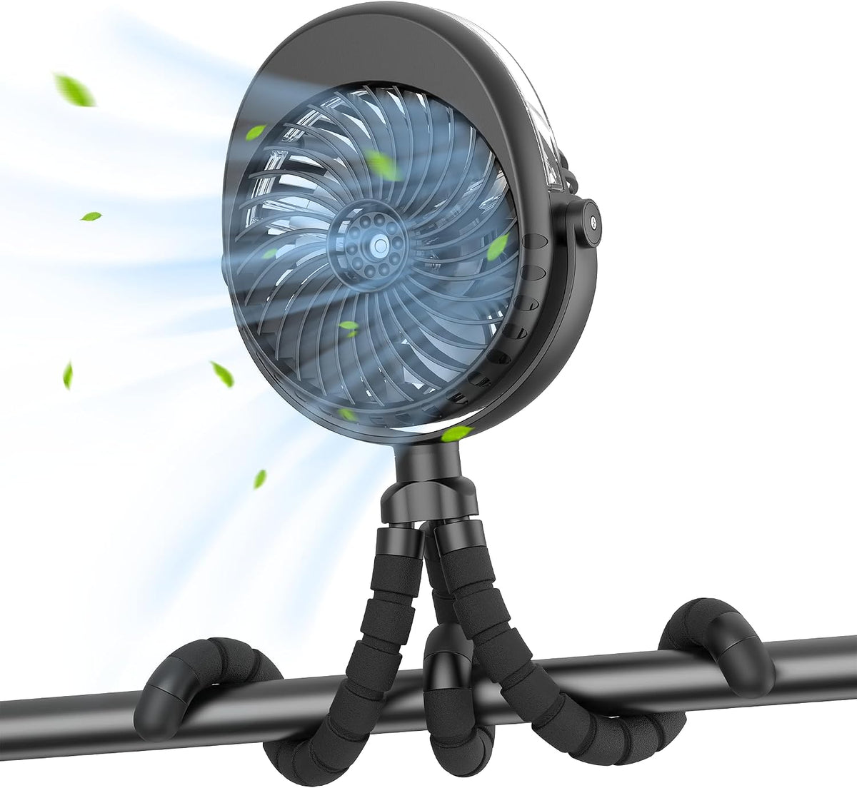 Misting Fan for Stroller, Portable Clip on Fan for Baby, Rechargeable Mist Fan with Flexible Tripod for Stroller, Crib, Treadmill, Car Seat, Black, 2.9 * 5.4 * 14.1 inches