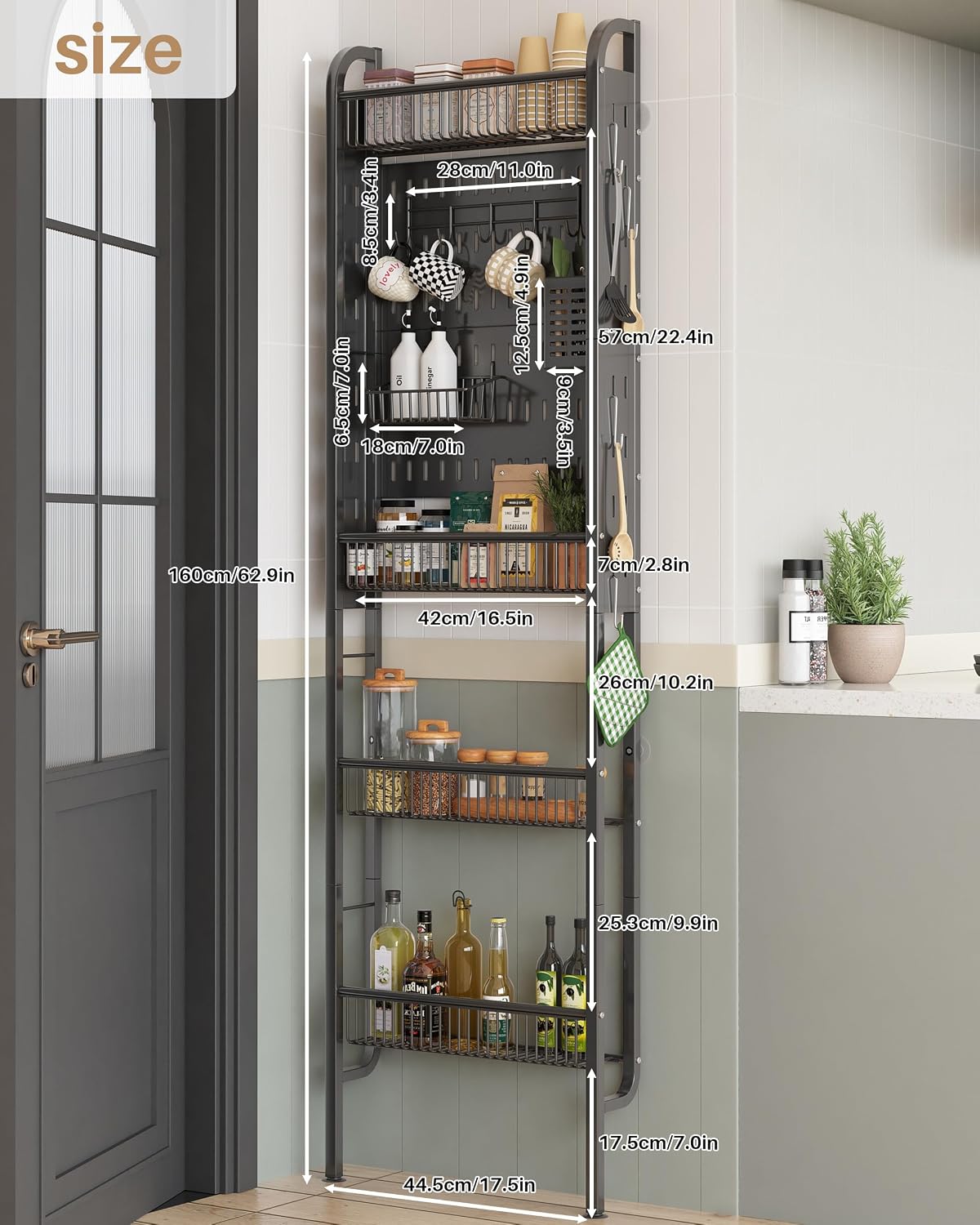 UMDONX Metal Narrow Multi-Functional Over-the-Door Storage Rack