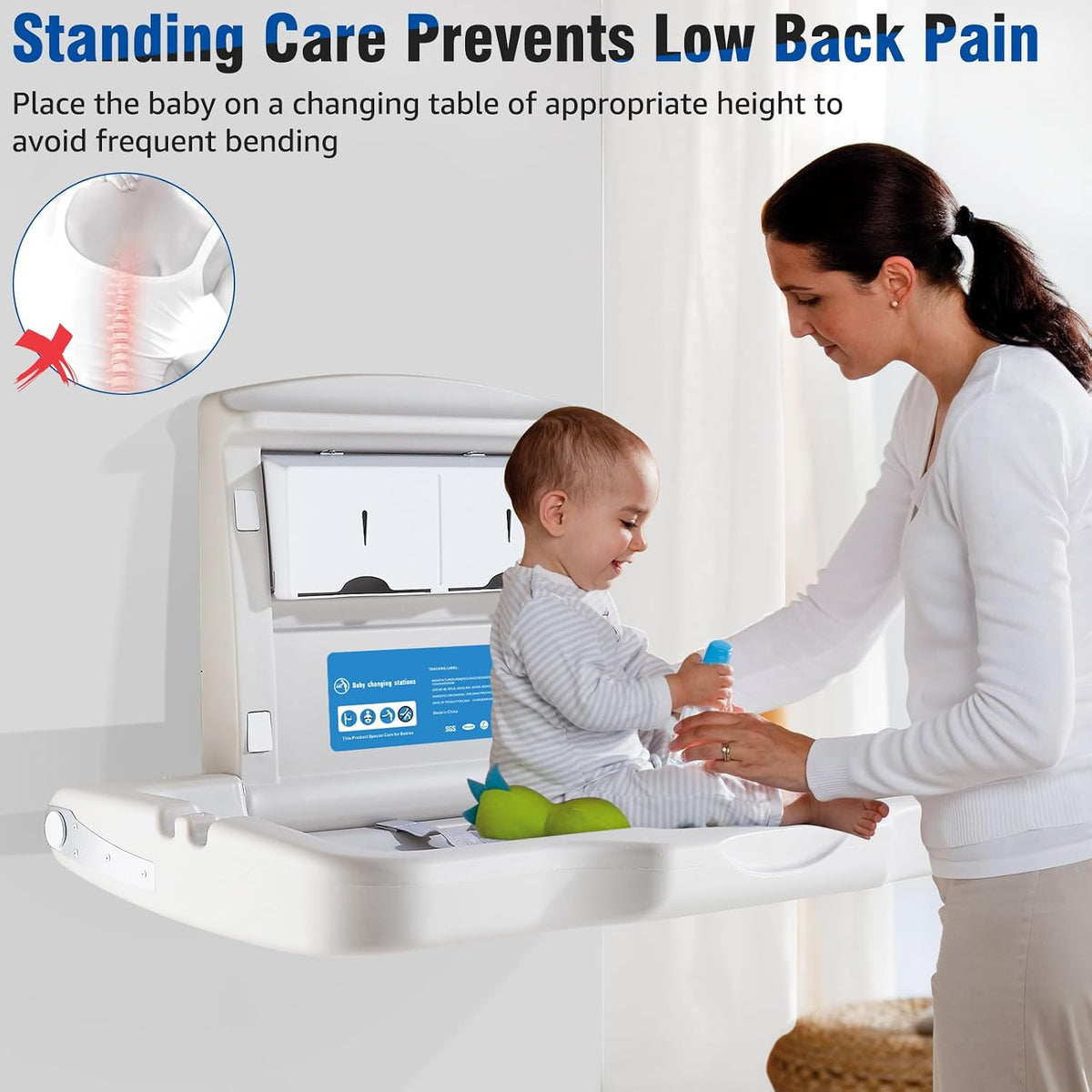 Wall Mounted Baby Changing Station for Public Restrooms