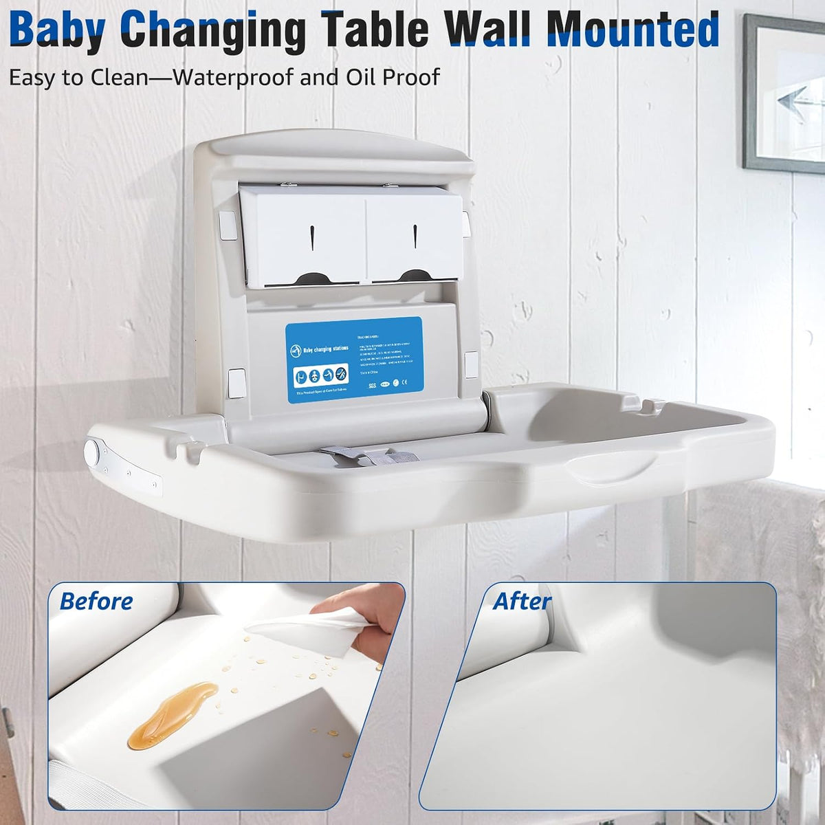 Wall Mounted Baby Changing Station for Public Restrooms