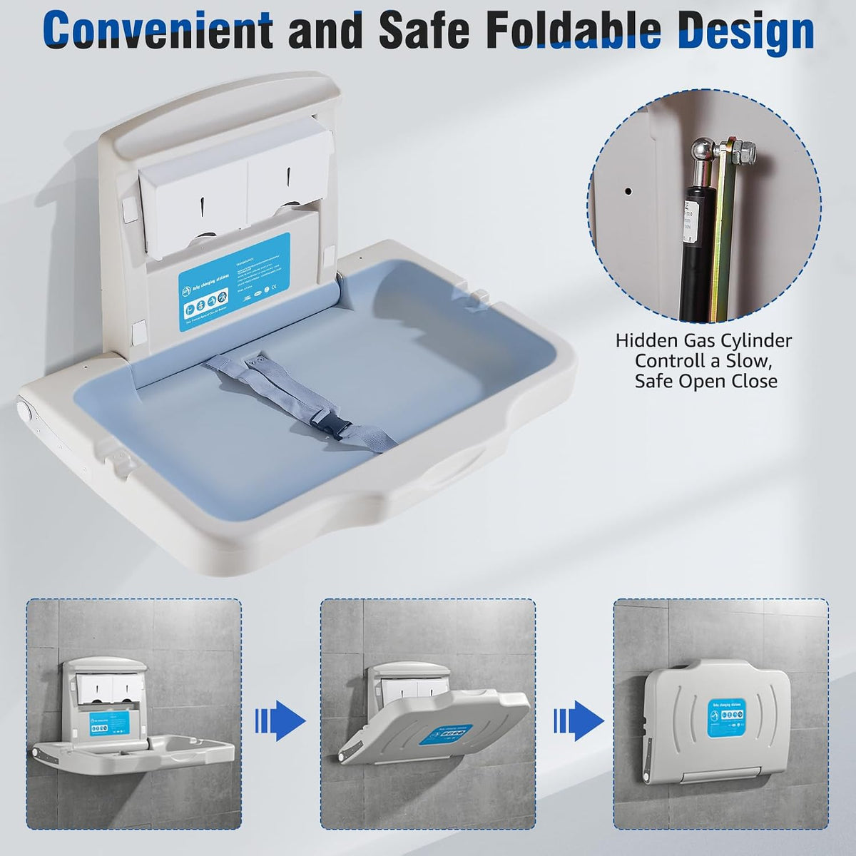 Wall Mounted Baby Changing Station for Public Restrooms
