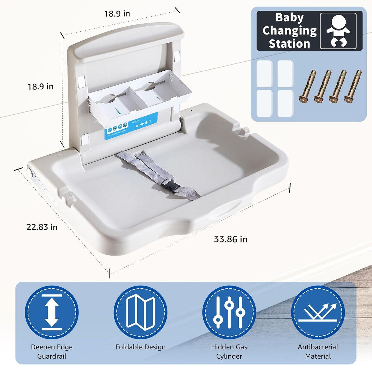 Wall Mounted Baby Changing Station for Public Restrooms