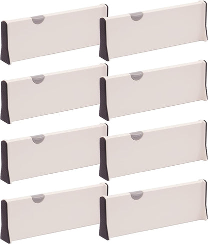 Set of 8 Adjustable Drawer Dividers Organizer Separators Plastic Dresser Organizer for Bedroom, Bathroom, Closet, Office Desk, Kitchen Storage