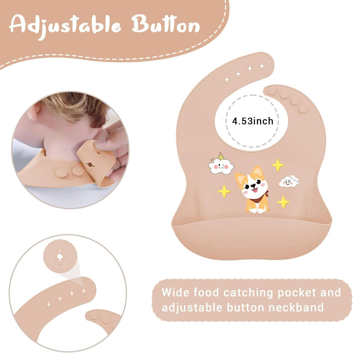 9PCS Silicone Feeding Set for Baby Led Weaning - Non Toxic Food Grade Suction Plates & Bowls, Soft Silicone Bibs with Pocket, Self Feeding Spoons & Utensils for 6-36 Months Infants Toddlers, Dishwashe