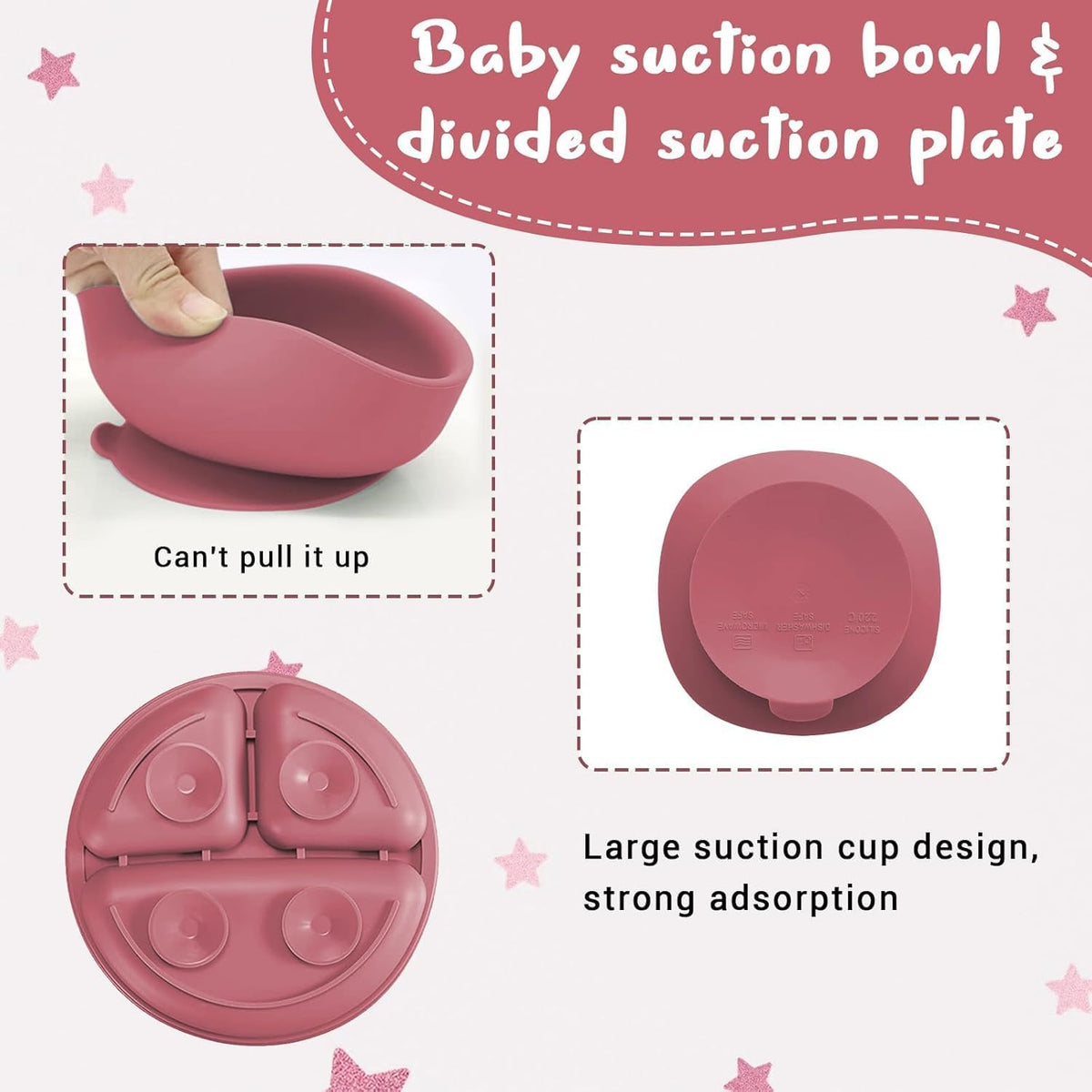 9PCS Silicone Feeding Set for Baby Led Weaning - Non Toxic Food Grade Suction Plates & Bowls, Soft Silicone Bibs with Pocket, Self Feeding Spoons & Utensils for 6-36 Months Infants Toddlers, Dishwashe
