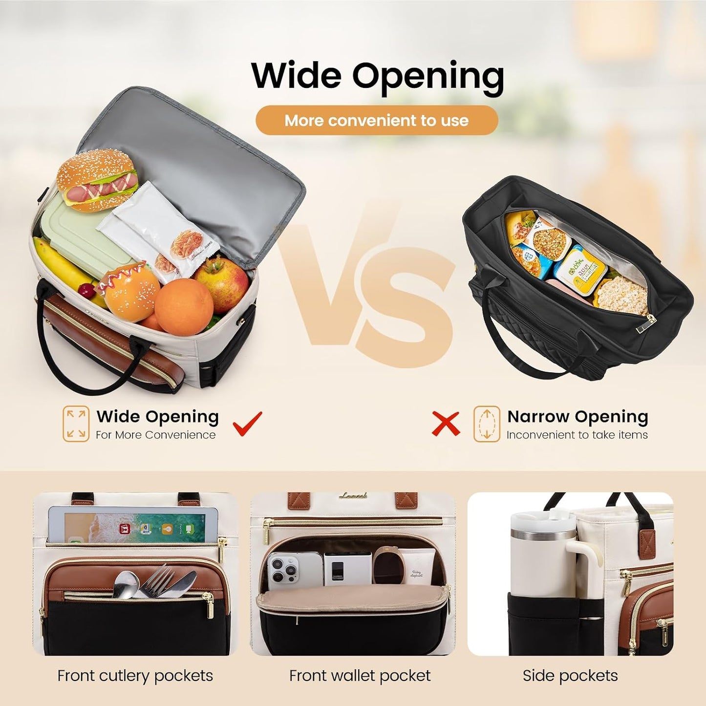 Insulated Lunch Box for Women,Large Adult Lunch Cooler Bag Women | Wide Opening Leakproof Cooler Bag with Cup Holder,Lunch Teacher Tote Bag for Work,Picnic,Beach,Family,College,Gift,13L - Colors A
