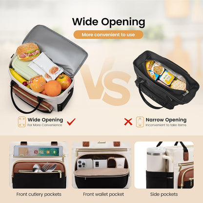 Insulated Lunch Box for Women,Large Adult Lunch Cooler Bag Women | Wide Opening Leakproof Cooler Bag with Cup Holder,Lunch Teacher Tote Bag for Work,Picnic,Beach,Family,College,Gift,13L - Colors A