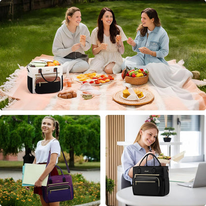 Insulated Lunch Box for Women,Large Adult Lunch Cooler Bag Women | Wide Opening Leakproof Cooler Bag with Cup Holder,Lunch Teacher Tote Bag for Work,Picnic,Beach,Family,College,Gift,13L - Colors A
