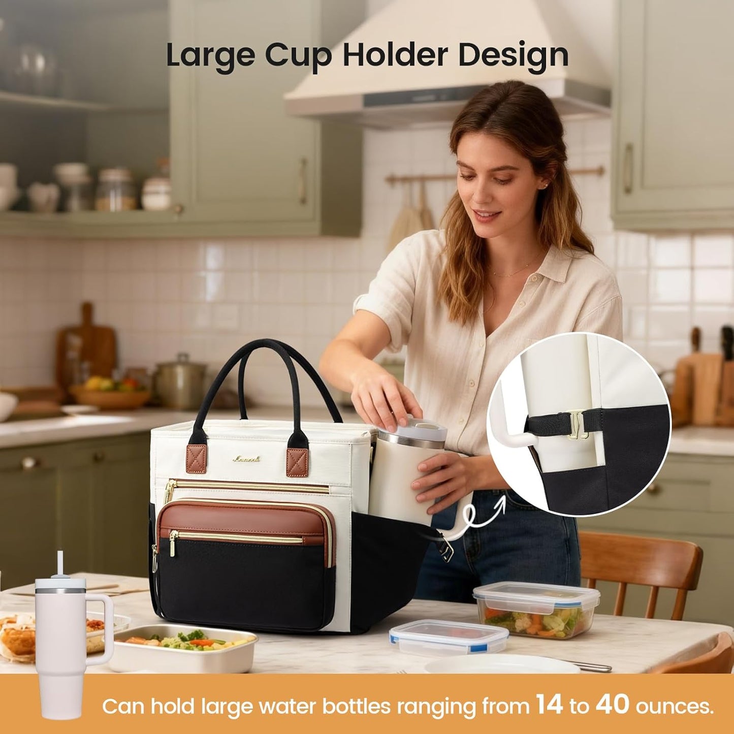 Insulated Lunch Box for Women,Large Adult Lunch Cooler Bag Women | Wide Opening Leakproof Cooler Bag with Cup Holder,Lunch Teacher Tote Bag for Work,Picnic,Beach,Family,College,Gift,13L - Colors A