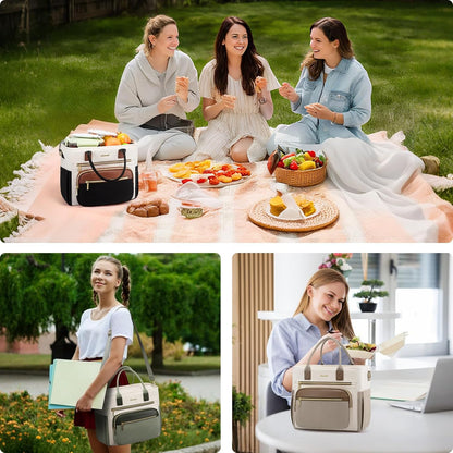 Insulated Lunch Box for Women,Large Adult Lunch Cooler Bag Women | Wide Opening Leakproof Cooler Bag with Cup Holder,Lunch Teacher Tote Bag for Work,Picnic,Beach,Family,College,Gift,13L - Colors A