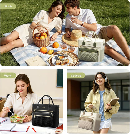 Insulated Lunch Box for Women,Large Adult Lunch Cooler Bag Women | Wide Opening Leakproof Cooler Bag with Cup Holder,Lunch Teacher Tote Bag for Work,Picnic,Beach,Family,College,Gift,13L - Colors A