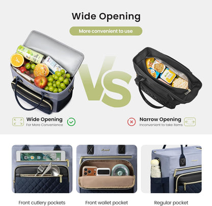 Insulated Lunch Box for Women,Large Adult Lunch Cooler Bag Women | Wide Opening Leakproof Cooler Bag with Cup Holder,Lunch Teacher Tote Bag for Work,Picnic,Beach,Family,College,Gift,13L - Colors A