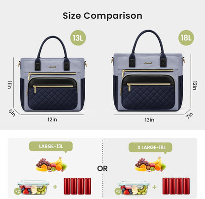 Insulated Lunch Box for Women,Large Adult Lunch Cooler Bag Women | Wide Opening Leakproof Cooler Bag with Cup Holder,Lunch Teacher Tote Bag for Work,Picnic,Beach,Family,College,Gift,13L - Colors A