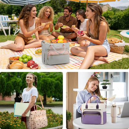 Insulated Lunch Box for Women,Large Adult Lunch Cooler Bag Women | Wide Opening Leakproof Cooler Bag with Cup Holder,Lunch Teacher Tote Bag for Work,Picnic,Beach,Family,College,Gift,13L - Colors A