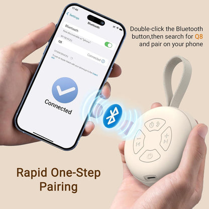 Portable Baby Sound Machine [White Noise for Babies Kids Adults][Supports Bluetooth Audio Playback][Timer Function][12 Soothing Sounds] 15 Hours Battery Life, Travel,Shower,Clips on Baby Stroller