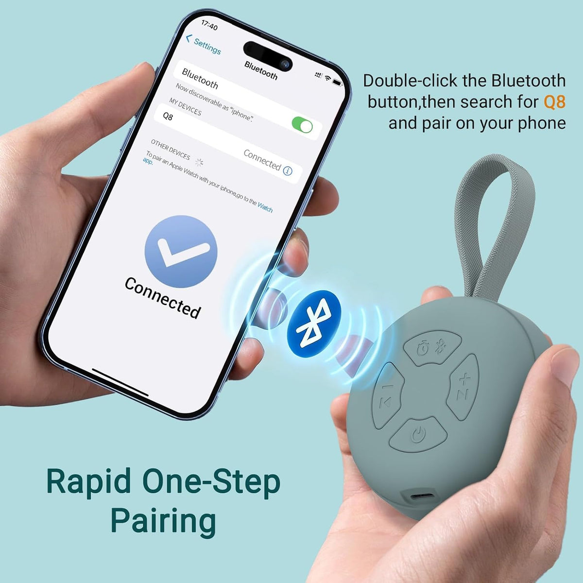 Portable Baby Sound Machine [White Noise for Babies Kids Adults][Supports Bluetooth Audio Playback][Timer Function][12 Soothing Sounds] 15 Hours Battery Life, Travel,Shower,Clips on Baby Stroller