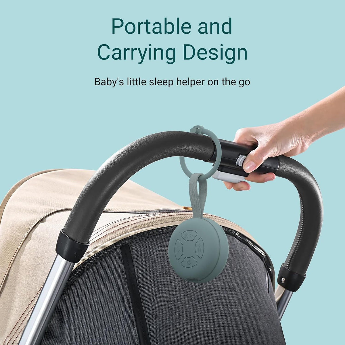 Portable Baby Sound Machine [White Noise for Babies Kids Adults][Supports Bluetooth Audio Playback][Timer Function][12 Soothing Sounds] 15 Hours Battery Life, Travel,Shower,Clips on Baby Stroller