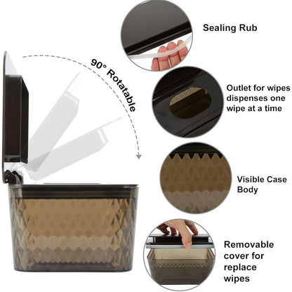 Wipes Dispenser Seal-Designed Wipe Dispenser Holder Wipes Case Box for Bathroom Keep Wipes Fresh, Dust-Proof & Non-Slip