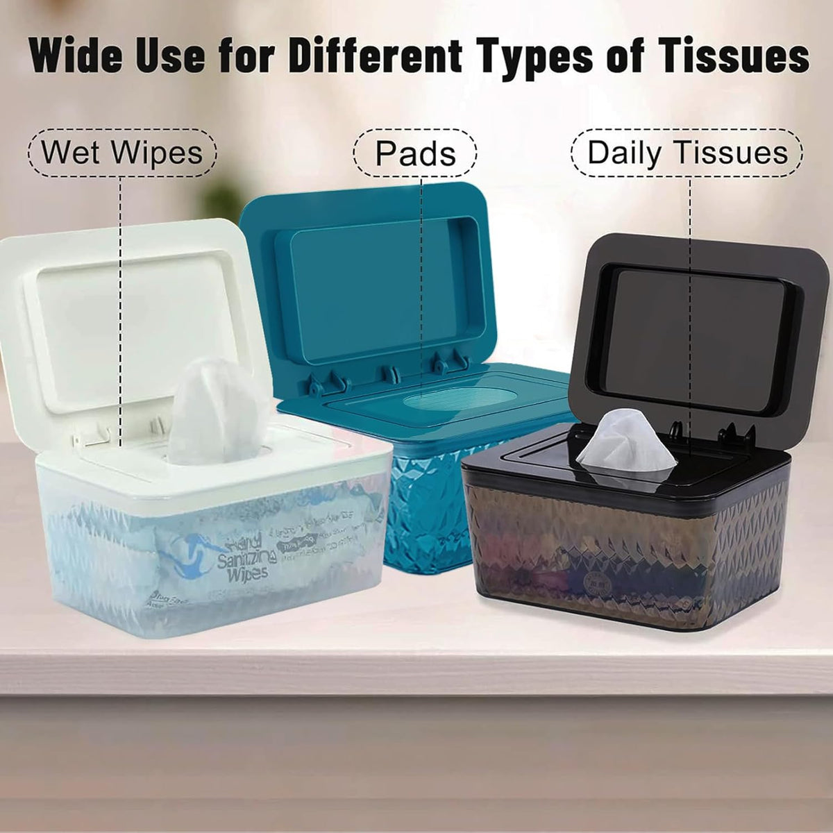 Wipes Dispenser Seal-Designed Wipe Dispenser Holder Wipes Case Box for Bathroom Keep Wipes Fresh, Dust-Proof & Non-Slip