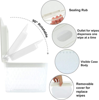 Wipes Dispenser Seal-Designed Wipe Dispenser Holder Wipes Case Box for Bathroom Keep Wipes Fresh, Dust-Proof & Non-Slip