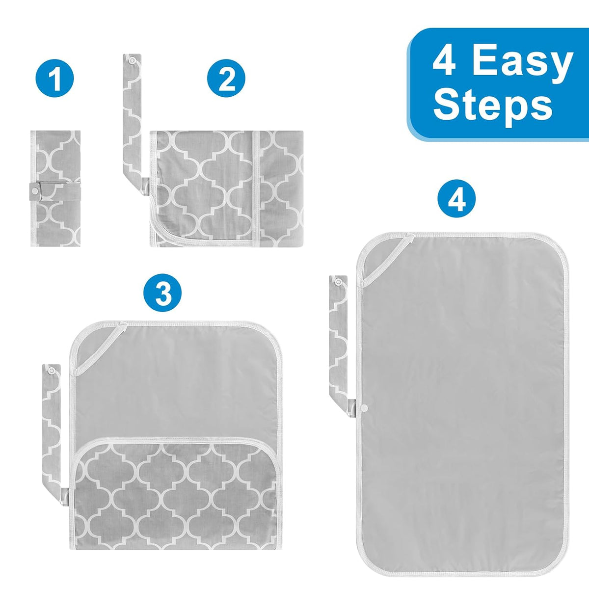 Portable Diaper Changing Pad, Foldable Waterproof Baby Changing Mat for Diaper Bag, Compact, Lightweight, Baby Changing Mat for Travel