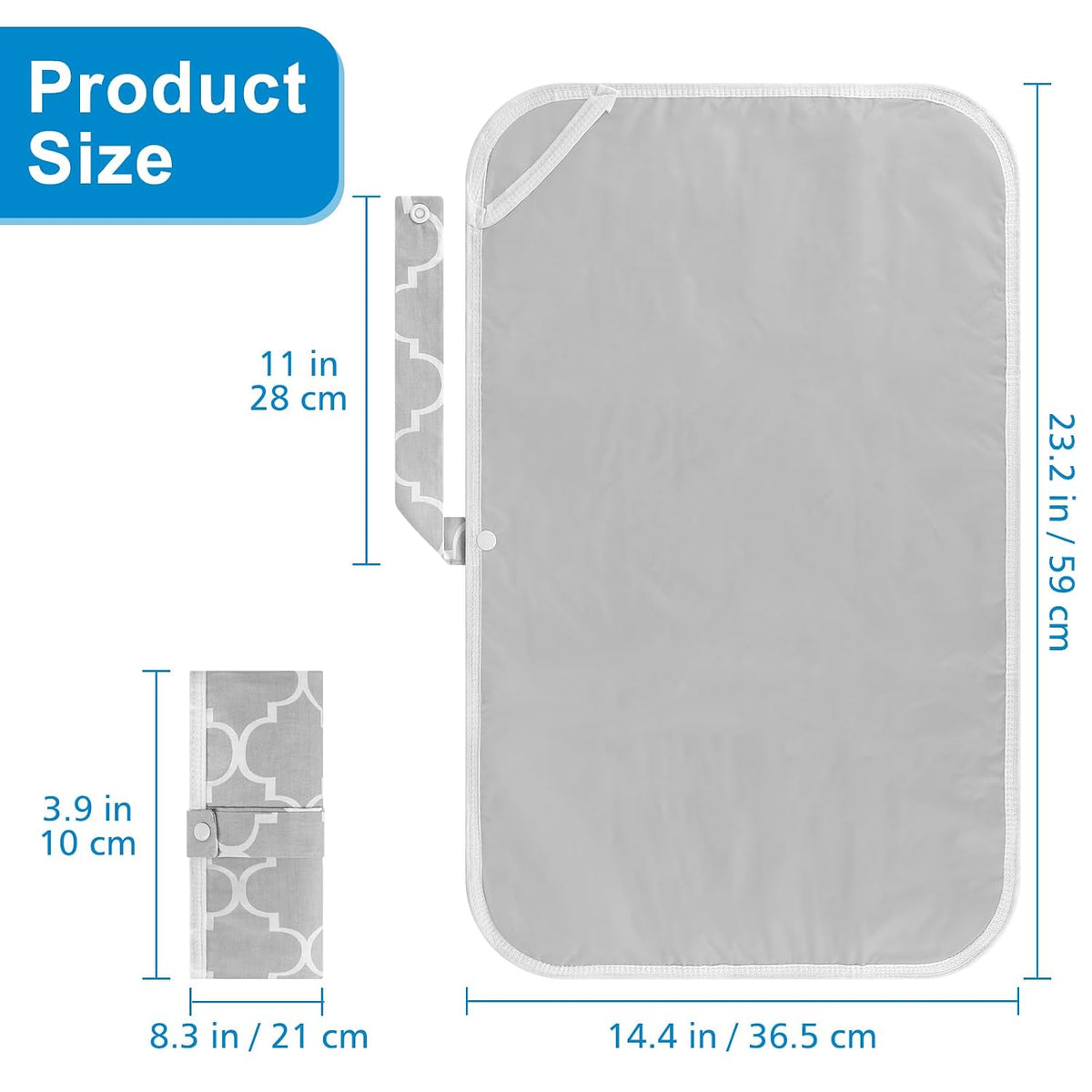 Portable Diaper Changing Pad, Foldable Waterproof Baby Changing Mat for Diaper Bag, Compact, Lightweight, Baby Changing Mat for Travel