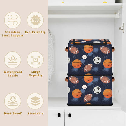 Large Box Collapsible Storage Bins with Lids Closet Storage Baskets for Organizing Shelves Storage Organizer Boxes(Blue Cute Cartoon Engineering Car)