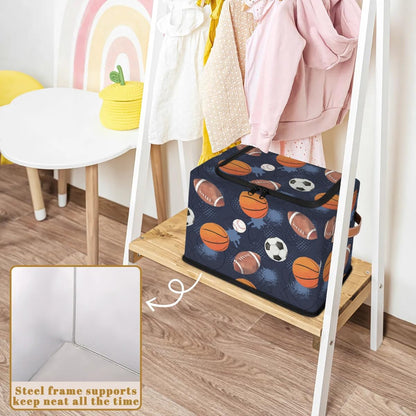 Large Box Collapsible Storage Bins with Lids Closet Storage Baskets for Organizing Shelves Storage Organizer Boxes(Blue Cute Cartoon Engineering Car)